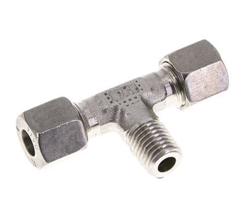 8L & M12x1.5 (con) Stainless Steel T-Shape Tee Cutting Fitting with Male Threads 315 bar ISO 8434-1