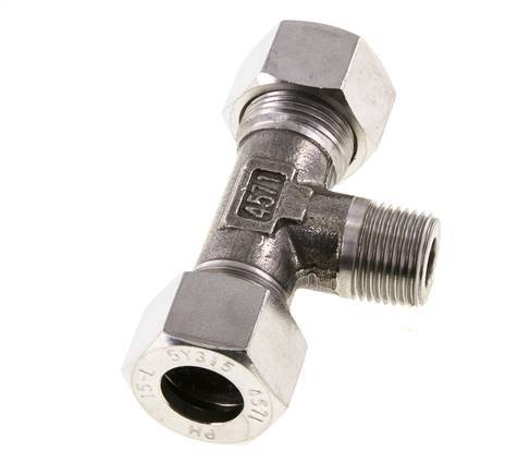 15L & M18x1.5 (con) Stainless Steel T-Shape Tee Cutting Fitting with Male Threads 315 bar ISO 8434-1