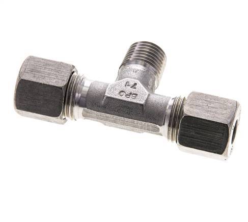 8S & M14x1.5 (con) Stainless Steel T-Shape Tee Cutting Fitting with Male Threads 630 bar ISO 8434-1