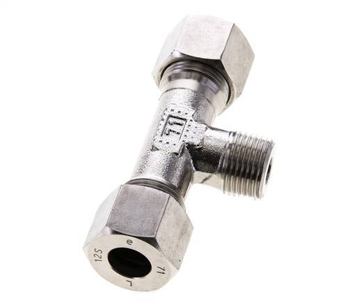 12S & M18x1.5 (con) Stainless Steel T-Shape Tee Cutting Fitting with Male Threads 630 bar ISO 8434-1