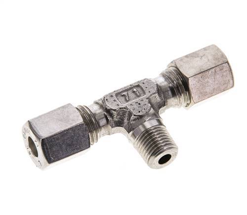 6L & M10x1 (con) Stainless Steel T-Shape Tee Compression Fitting with Male Threads 315 bar ISO 8434-1