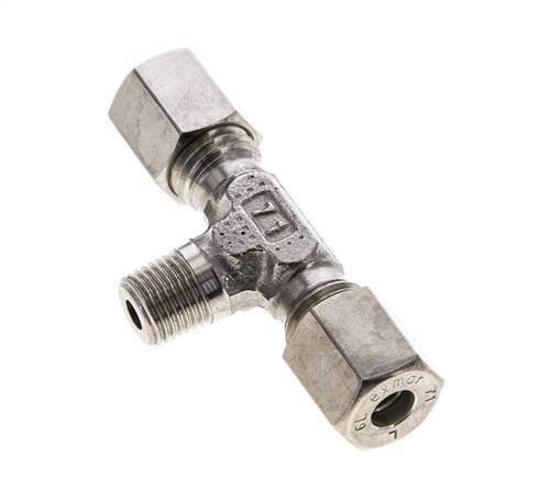 6L & M10x1 (con) Stainless Steel T-Shape Tee Compression Fitting with Male Threads 315 bar ISO 8434-1