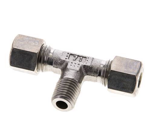 8L & M12x1.5 (con) Stainless Steel T-Shape Tee Compression Fitting with Male Threads 315 bar ISO 8434-1