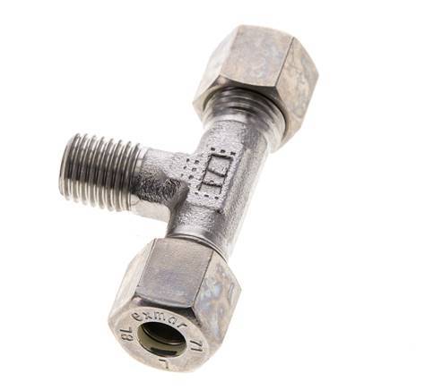 8L & M12x1.5 (con) Stainless Steel T-Shape Tee Compression Fitting with Male Threads 315 bar ISO 8434-1