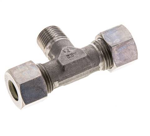 12L & M16x1.5 (con) Stainless Steel T-Shape Tee Compression Fitting with Male Threads 315 bar ISO 8434-1