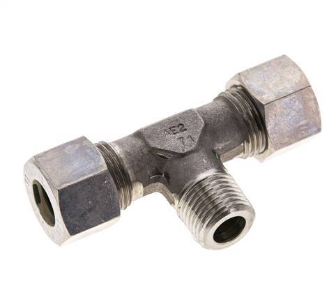12L & M16x1.5 (con) Stainless Steel T-Shape Tee Compression Fitting with Male Threads 315 bar ISO 8434-1