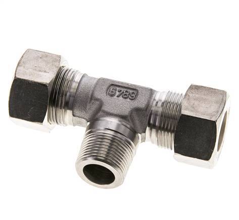 18L & M22x1.5 (con) Stainless Steel T-Shape Tee Compression Fitting with Male Threads 315 bar ISO 8434-1