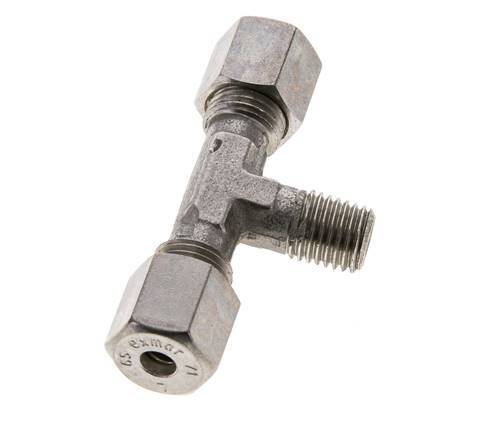 6S & M12x1.5 (con) Stainless Steel T-Shape Tee Compression Fitting with Male Threads 500 bar ISO 8434-1