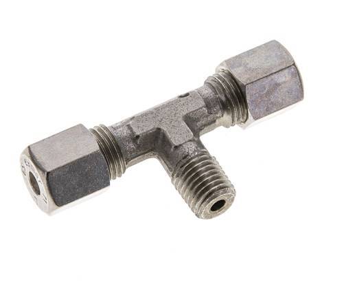 6S & M12x1.5 (con) Stainless Steel T-Shape Tee Compression Fitting with Male Threads 500 bar ISO 8434-1