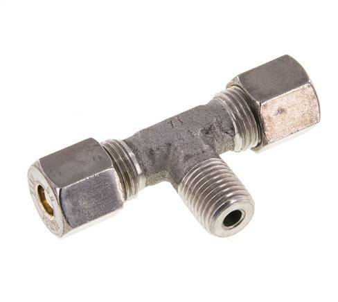 8S & M14x1.5 (con) Stainless Steel T-Shape Tee Compression Fitting with Male Threads 500 bar ISO 8434-1