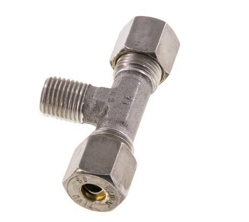 8S & M14x1.5 (con) Stainless Steel T-Shape Tee Compression Fitting with Male Threads 500 bar ISO 8434-1