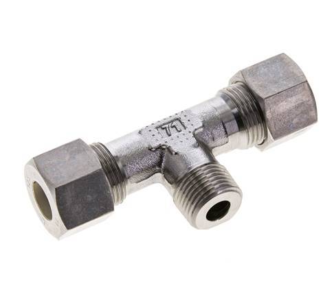 12S & M18x1.5 (con) Stainless Steel T-Shape Tee Compression Fitting with Male Threads 400 bar ISO 8434-1