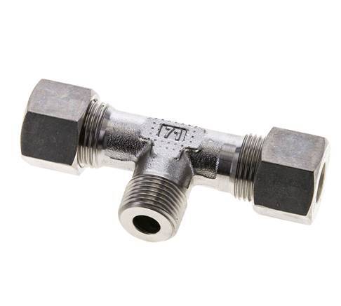12S & M18x1.5 (con) Stainless Steel T-Shape Tee Compression Fitting with Male Threads 400 bar ISO 8434-1