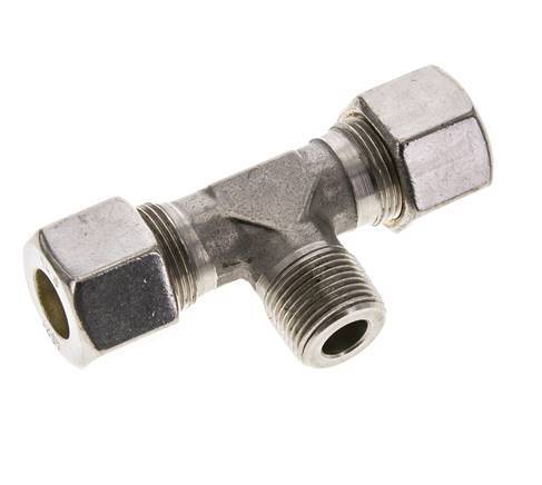 14S & M20x1.5 (con) Stainless Steel T-Shape Tee Compression Fitting with Male Threads 400 bar ISO 8434-1