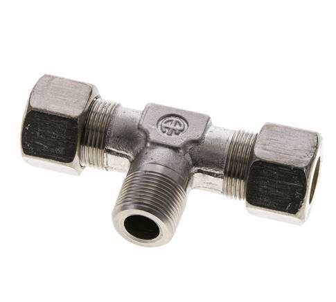 16S & M22x1.5 (con) Stainless Steel T-Shape Tee Compression Fitting with Male Threads 400 bar ISO 8434-1