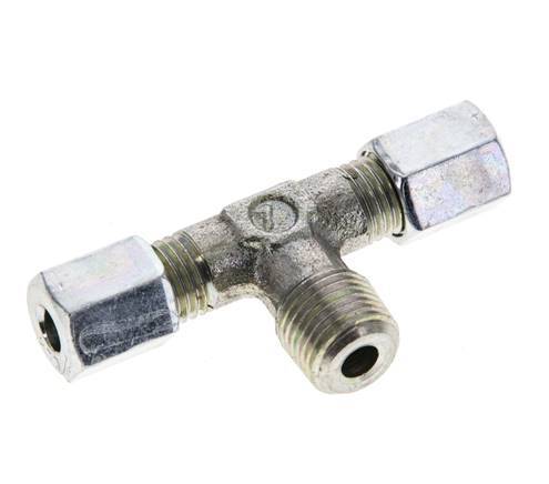 4LL & R1/8'' Zink plated Steel T-Shape Tee Cutting Fitting with Male Threads 100 bar ISO 8434-1