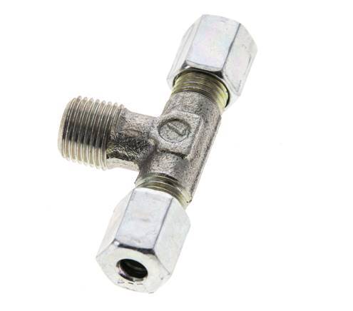 4LL & R1/8'' Zink plated Steel T-Shape Tee Cutting Fitting with Male Threads 100 bar ISO 8434-1