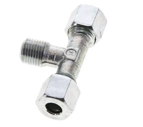 8L & R1/4'' Zink plated Steel T-Shape Tee Cutting Fitting with Male Threads 315 bar ISO 8434-1