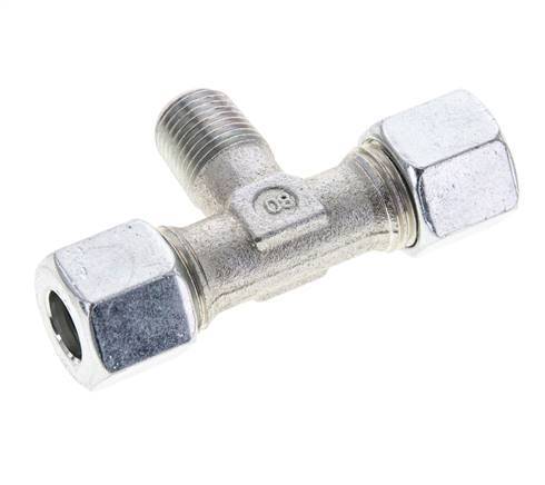 10L & R1/4'' Zink plated Steel T-Shape Tee Cutting Fitting with Male Threads 315 bar ISO 8434-1