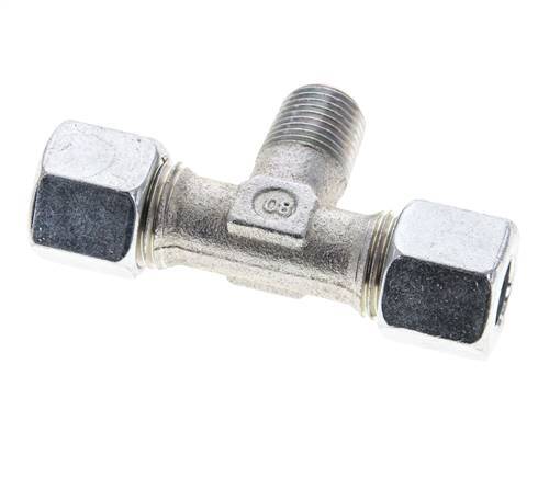 10L & R1/4'' Zink plated Steel T-Shape Tee Cutting Fitting with Male Threads 315 bar ISO 8434-1