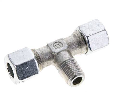10L & R1/4'' Zink plated Steel T-Shape Tee Cutting Fitting with Male Threads 315 bar ISO 8434-1