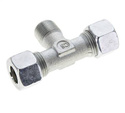 12L & R3/8'' Zink plated Steel T-Shape Tee Cutting Fitting with Male Threads 315 bar ISO 8434-1