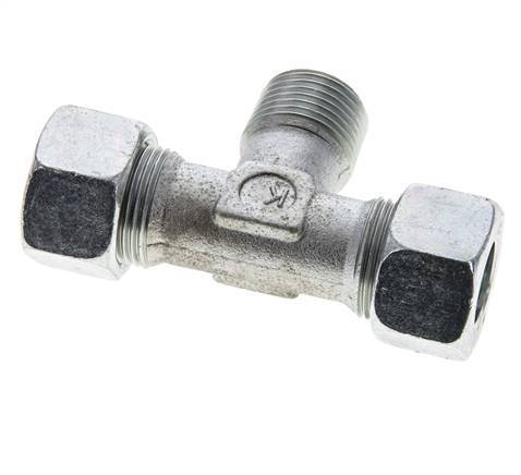 15L & R1/2'' Zink plated Steel T-Shape Tee Cutting Fitting with Male Threads 315 bar ISO 8434-1