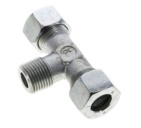 15L & R1/2'' Zink plated Steel T-Shape Tee Cutting Fitting with Male Threads 315 bar ISO 8434-1