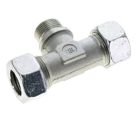 22L & G3/4'' Zink plated Steel T-Shape Tee Cutting Fitting with Male Threads 160 bar ISO 8434-1