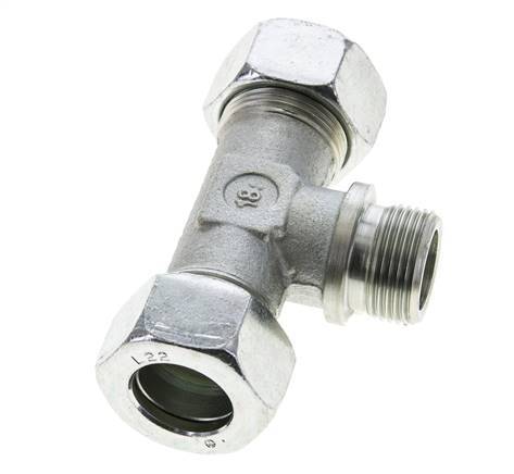 22L & G3/4'' Zink plated Steel T-Shape Tee Cutting Fitting with Male Threads 160 bar ISO 8434-1