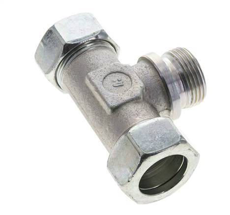 28L & G1'' Zink plated Steel T-Shape Tee Cutting Fitting with Male Threads 160 bar ISO 8434-1