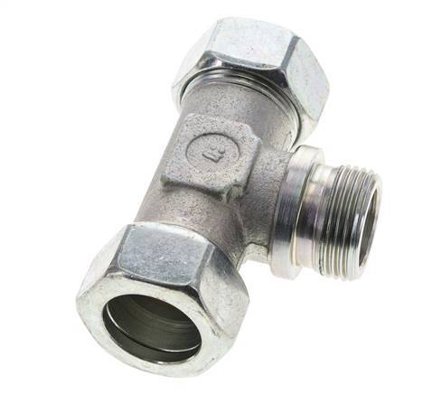 28L & G1'' Zink plated Steel T-Shape Tee Cutting Fitting with Male Threads 160 bar ISO 8434-1