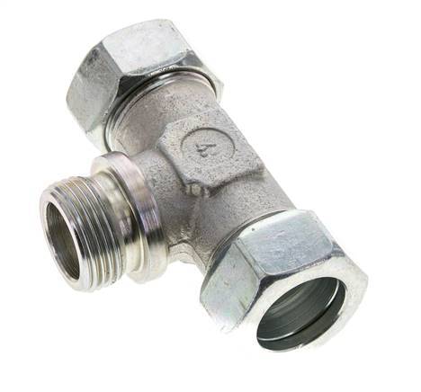 28L & G1'' Zink plated Steel T-Shape Tee Cutting Fitting with Male Threads 160 bar ISO 8434-1