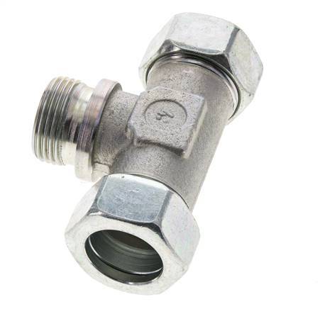 28L & G1'' Zink plated Steel T-Shape Tee Cutting Fitting with Male Threads 160 bar ISO 8434-1