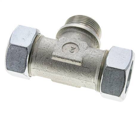 35L & G1-1/4'' Zink plated Steel T-Shape Tee Cutting Fitting with Male Threads 160 bar ISO 8434-1