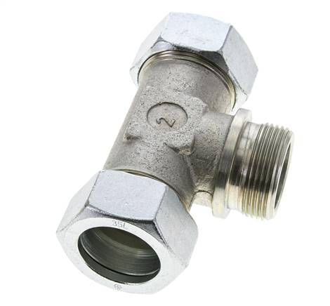 35L & G1-1/4'' Zink plated Steel T-Shape Tee Cutting Fitting with Male Threads 160 bar ISO 8434-1