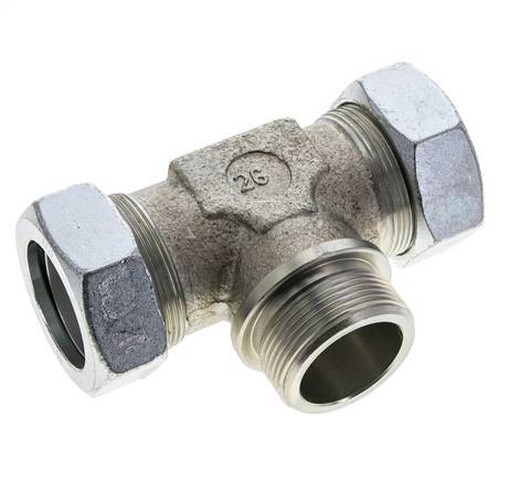 42L & G1-1/2'' Zink plated Steel T-Shape Tee Cutting Fitting with Male Threads 160 bar ISO 8434-1