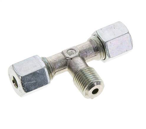 6S & R1/4'' Zink plated Steel T-Shape Tee Cutting Fitting with Male Threads 630 bar ISO 8434-1