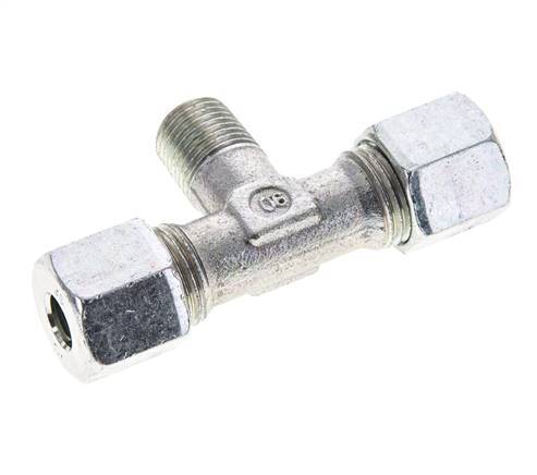 8S & R1/4'' Zink plated Steel T-Shape Tee Cutting Fitting with Male Threads 630 bar ISO 8434-1