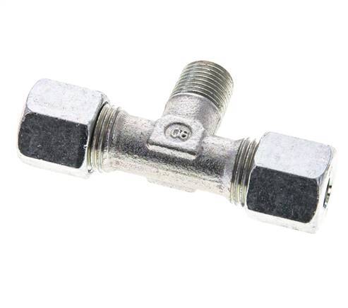 8S & R1/4'' Zink plated Steel T-Shape Tee Cutting Fitting with Male Threads 630 bar ISO 8434-1