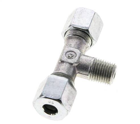 8S & R1/4'' Zink plated Steel T-Shape Tee Cutting Fitting with Male Threads 630 bar ISO 8434-1