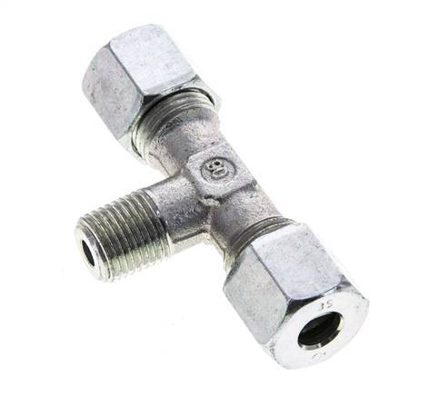 8S & R1/4'' Zink plated Steel T-Shape Tee Cutting Fitting with Male Threads 630 bar ISO 8434-1