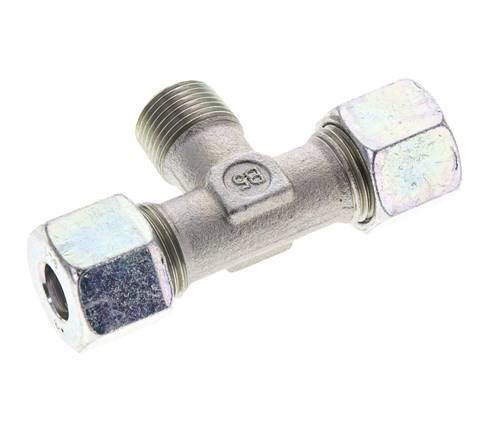 10S & R3/8'' Zink plated Steel T-Shape Tee Cutting Fitting with Male Threads 630 bar ISO 8434-1