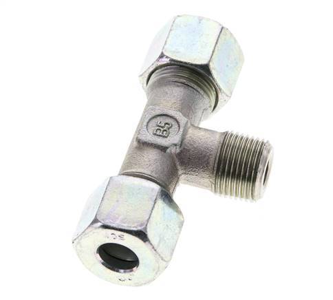 10S & R3/8'' Zink plated Steel T-Shape Tee Cutting Fitting with Male Threads 630 bar ISO 8434-1