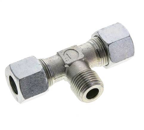 14S & R1/2'' Zink plated Steel T-Shape Tee Cutting Fitting with Male Threads 630 bar ISO 8434-1