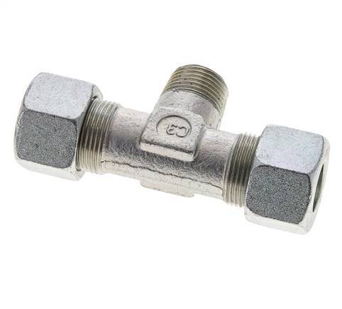 16S & R1/2'' Zink plated Steel T-Shape Tee Cutting Fitting with Male Threads 400 bar ISO 8434-1