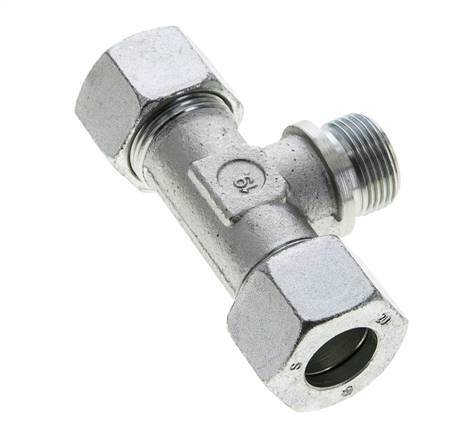 20S & R3/4'' Zink plated Steel T-Shape Tee Cutting Fitting with Male Threads 400 bar ISO 8434-1