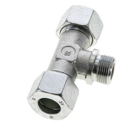 20S & R3/4'' Zink plated Steel T-Shape Tee Cutting Fitting with Male Threads 400 bar ISO 8434-1