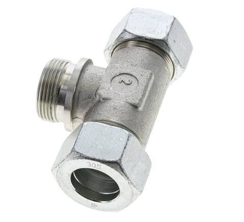 30S & G1-1/4'' Zink plated Steel T-Shape Tee Cutting Fitting with Male Threads 400 bar ISO 8434-1