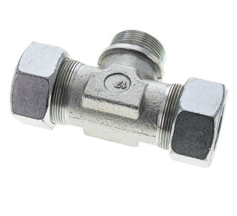 38S & G1-1/2'' Zink plated Steel T-Shape Tee Cutting Fitting with Male Threads 315 bar ISO 8434-1